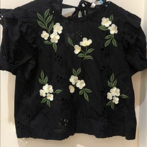 Zara Embroidered Eyelet Blouse!
